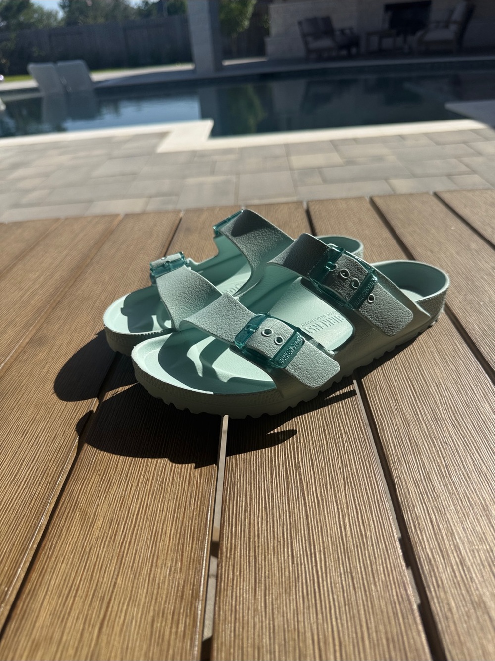 Birkenstock EVA Women’s Dual-Strap Sandals in Surf Green